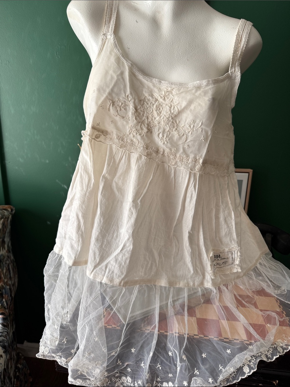Women’s Cream Lace-Trim Slip top